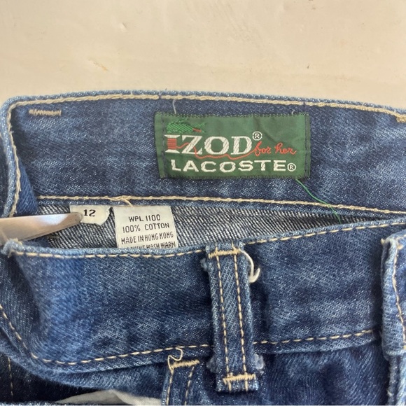 Vtg Lacoste Izod Jeans Women Sz 12 Wide Leg High Waisted Blue Denim Logo Retro - Picture 8 of 10